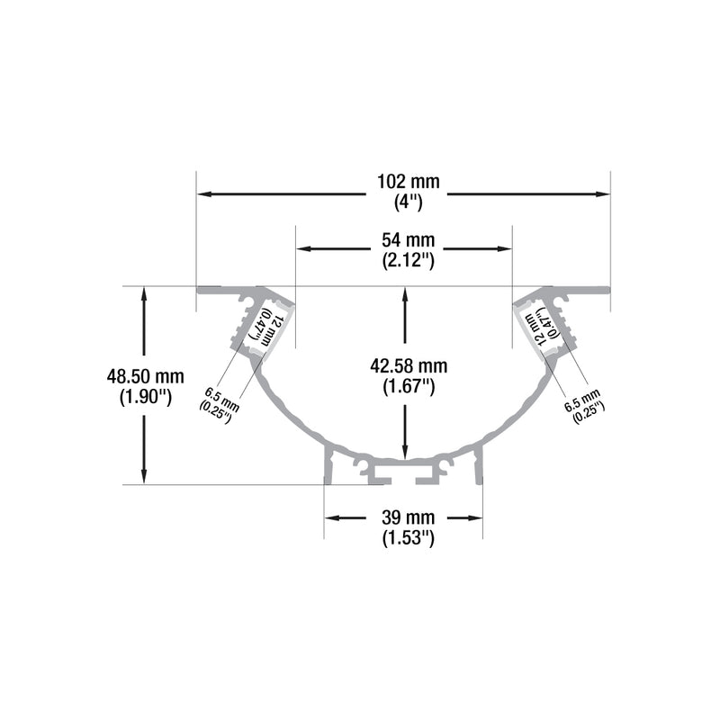 Type 21, Recessed Aluminum Profile housing for Cove or Accent Lighting, 2Meters (78inches)