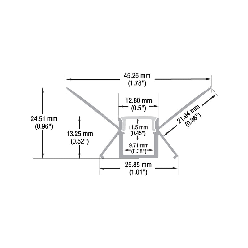 Type 92, Trimless Aluminum Channel for Inside Corners Drywall(Plaster-In), 3Meters (118inches)