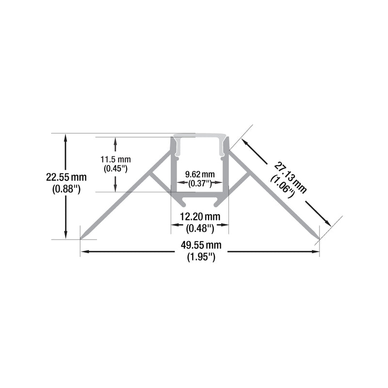 Type 93, Trimless Aluminum Channel for Outside Corners Drywall(Plaster-In), 3Meters (118inches)