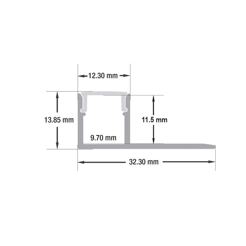 Type 94, Trimless Aluminum F Channel for Drywall(Plaster-In), 3Meters (118inches)