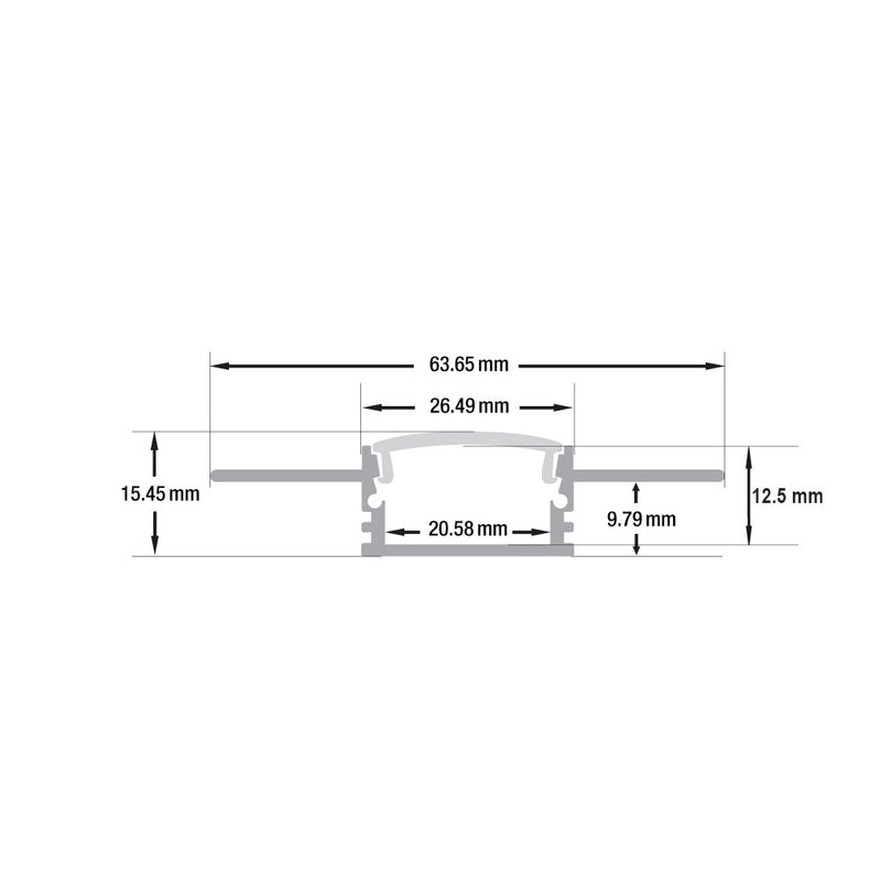 Type 95, Recessed LED Aluminum channel for Drywall(Plaster-In), 3Meters (118inches)