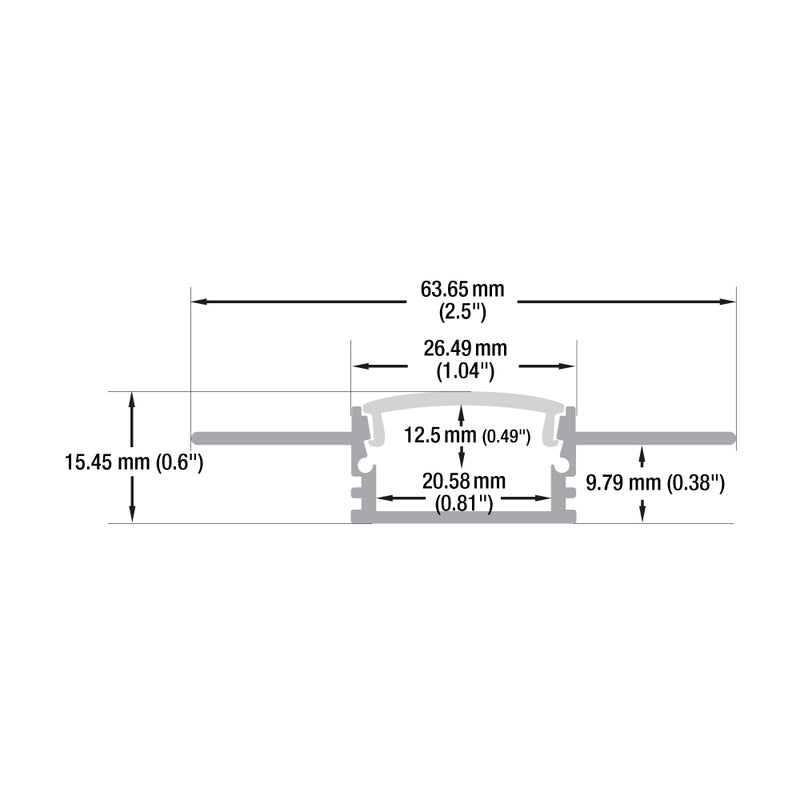 Type 95, Recessed LED Aluminum channel for Drywall(Plaster-In), 3Meters (118inches)