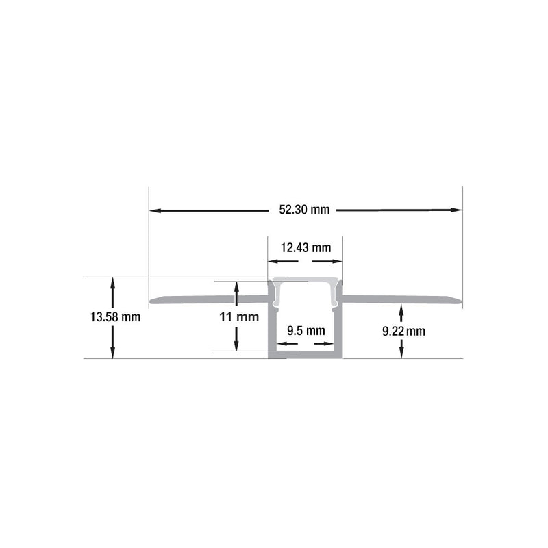 Type 96, Deep Recessed LED Aluminum channel for Drywall(Plaster-In), 3Meters (118inches)