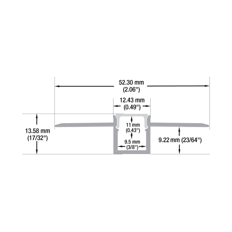 Type 96, Deep Recessed LED Aluminum channel for Drywall(Plaster-In), 3Meters (118inches)