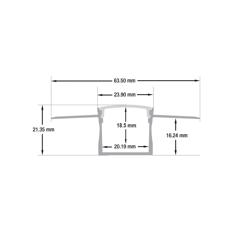 Type 98, Deep Recessed 24 mm LED Aluminum channel for Drywall(Plaster-In), 3Meters (118 inches)