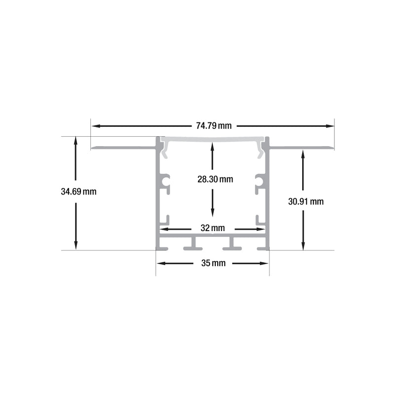 Type 99, Deep Recessed LED Aluminum channel for Drywall(Plaster-In) VBD-CH-D9, 3Meters (118 inches)