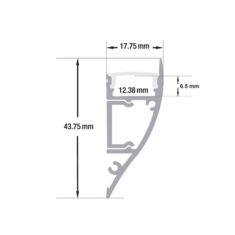 Type 28, Linear Wall Mount LED Aluminum Channel for Cove Lighting, 3Meters (118inches)