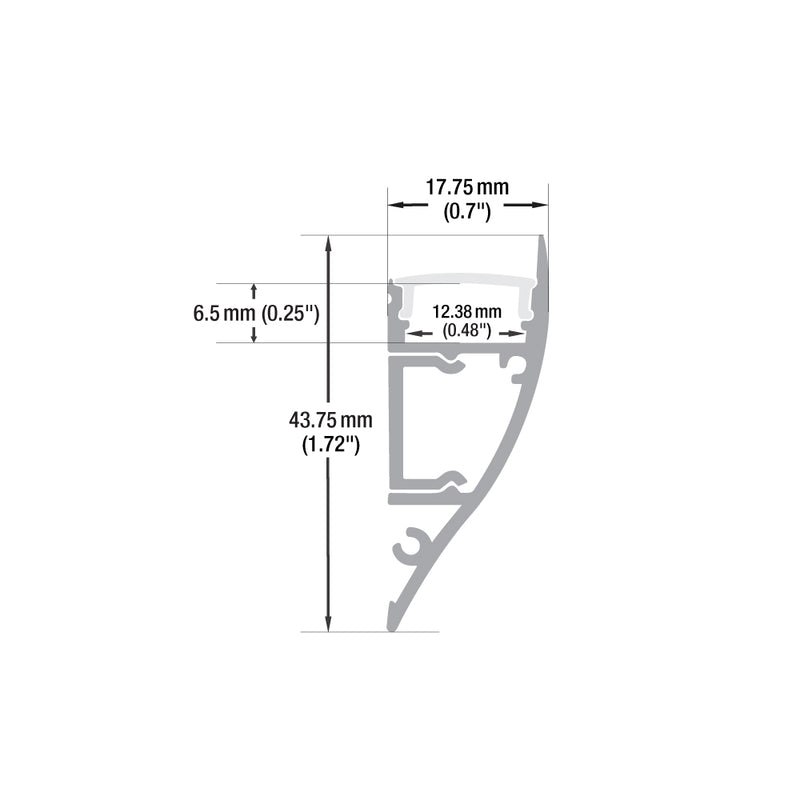Type 28, Linear Wall Mount LED Aluminum Channel for Cove Lighting, 3Meters (118inches)
