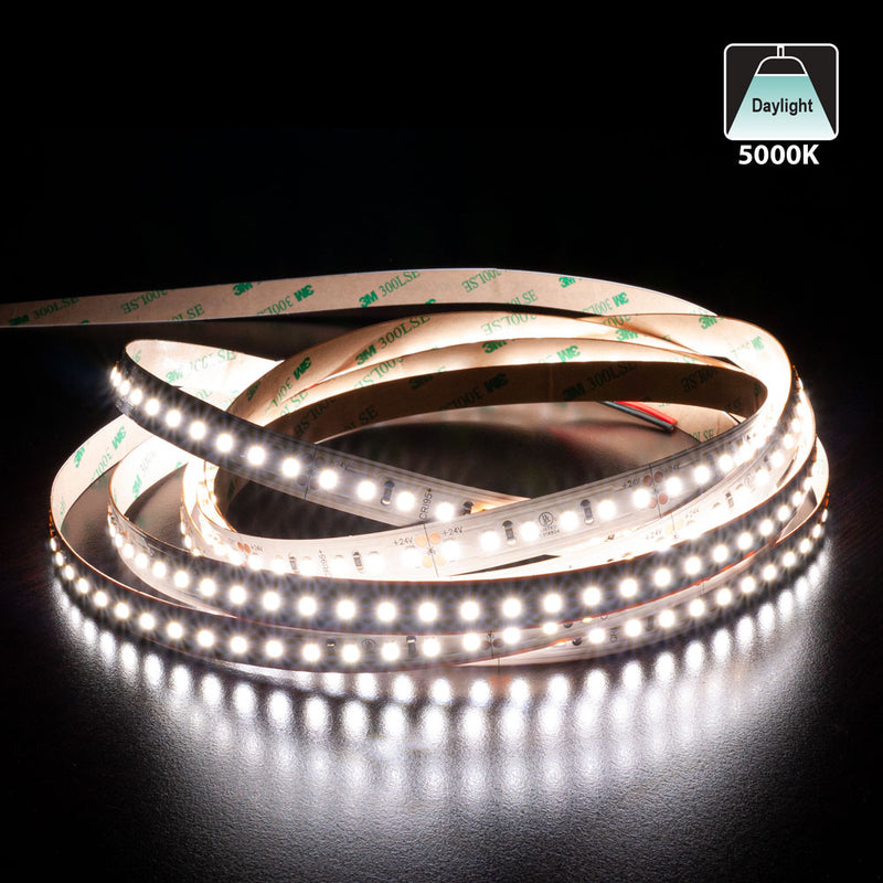 5M(16.4ft) Indoor LED Strip 2835, 24V 5.5(w/ft) 727-800(Lm/ft) 120(LEDs/m) CCT(3K, 4K, 5K) - ledlightsandparts