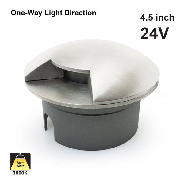 Round Recessed Inground and Wall light One-way trim, 24V 2W 3000K(Warm White)