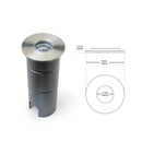 UL-1022-0300-A Flat Round 2Inch Dia Recessed LED In Ground Up-Light, 12-24V 3W 43° Beam - ledlightsandparts