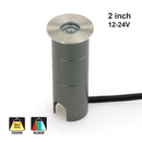 Flat Round 2Inch Dia Recessed LED In Ground Up-Light, 12-24V 3W 3000K/RGBW