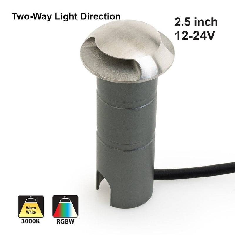 Dia Recessed LED In Ground Driveway light Two-Way Trim, 12-24V 3W 3000K/RGBW