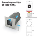 Square Inground Up light 12° Reflector, 24V 5W 3000K(Warm White)