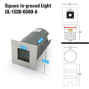 Square Inground Up light 36° lens, 24V 5W 3000K(Warm White)