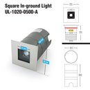 Square Inground Up light 48° Reflector, 24V 5W 3000K(Warm White)
