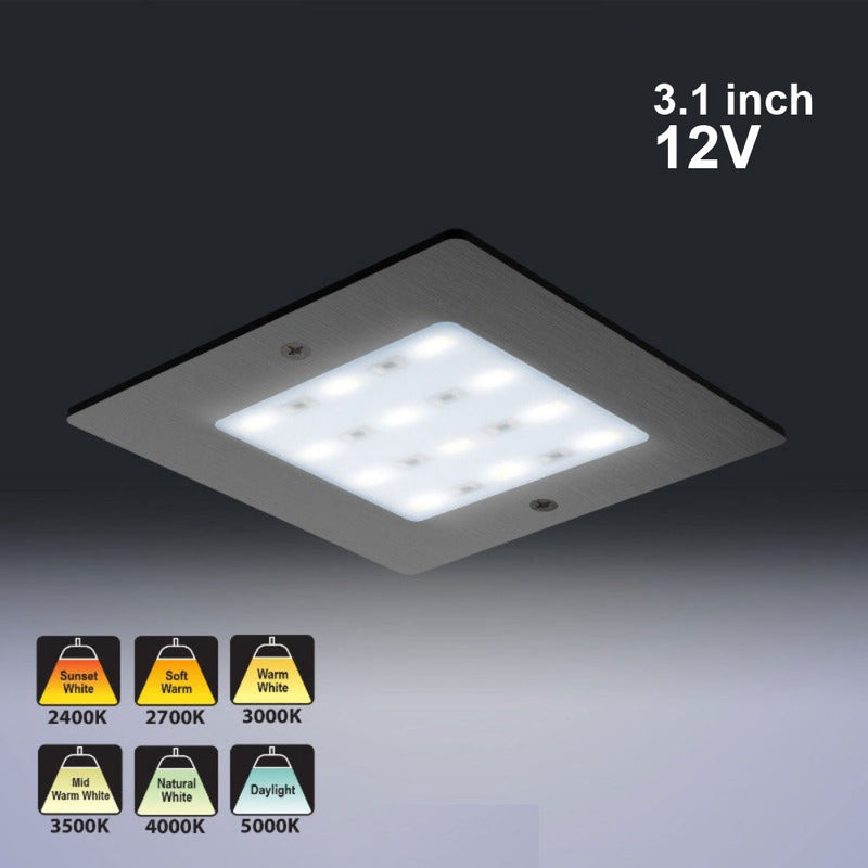 S50-12V-Black Square Ultrathin Cabinet Puck Light, 12V 5W CCT(2.4K, 2.7K, 3K, 3.5K, 4K, 5K)