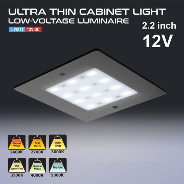 VBUN-S50-12V Black Square Ultrathin Cabinet Puck Light, 12V 5W CCT(2.4K, 2.7K, 3K, 3.5K, 4K, 5K) - ledlightsandparts