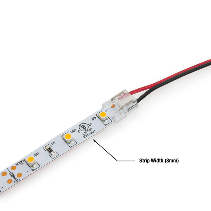 8mm LED Strip to Wire Connectors, VBD-CON-8MM-1S1W, lightsandparts