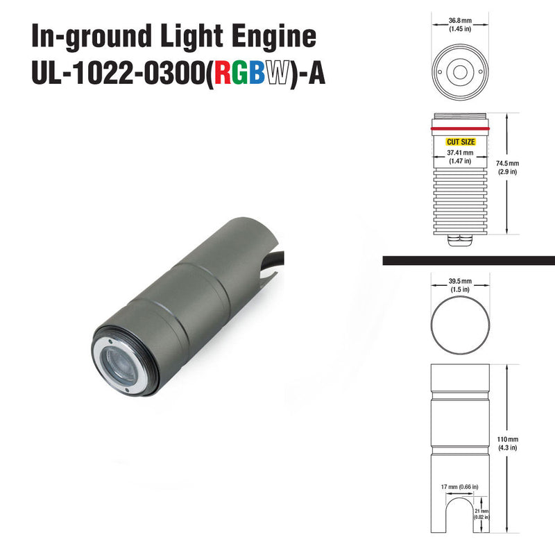 UL-1022-0300-A In Ground Driveway light 12V 3W RGBW (Engine only)