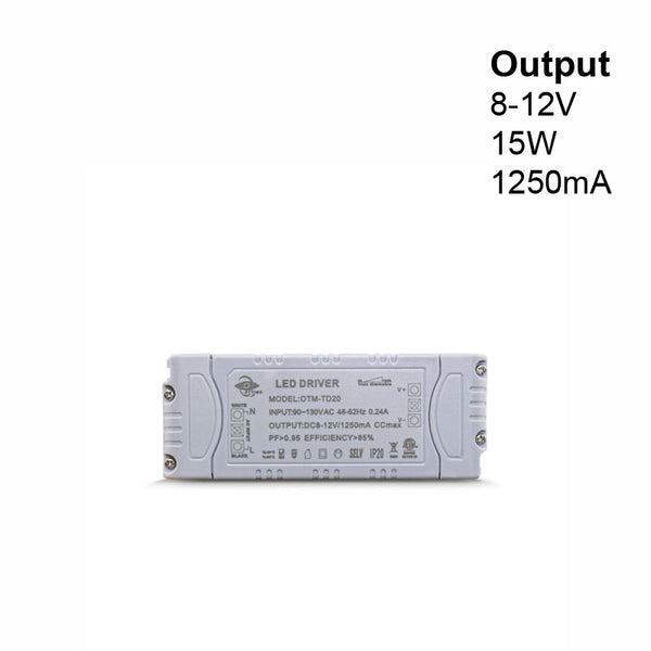 OTTIMA OTM-TD20 Constant Current LED Driver, 1250mA 8-12V 15W - ledlightsandparts