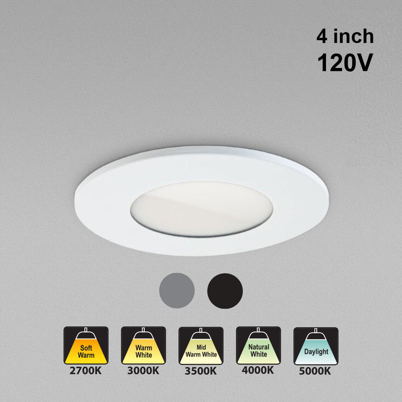 4 inch Round Multiple Application Downlight LED-S8W-5CCTWH-MT, 120V 8W 5CCT(2.7K, 3K, 3.5K, 4K, 5K)