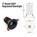 2 inch Round Regressed Downlight LED-2-S12W-5CCTWH, 120V 12W 5CCT(2.7K, 3K, 3.5K, 4K, 5K)