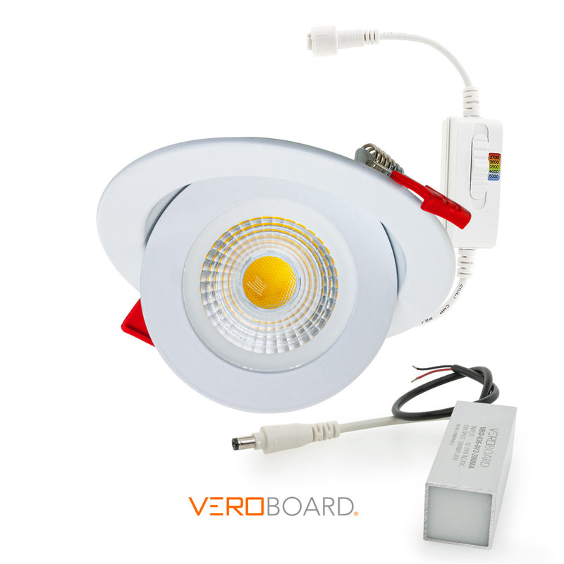4 inch Floating Gimbal Recessed Multi Directional Downlight LED-4-S9W-1224V-5CCTWH-EFG, 12-24V 9W 5CCT(2.7K, 3K, 3.5K, 4K, 5K), lightsandparts