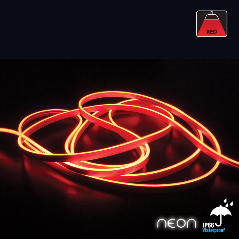 5M(16.4ft) LED Neon light Strip VBDFS-R Neon-4MM-168 LED/m, Red color Dimmable Silicone Waterproof Casing Side Emitting. - ledlightsandparts