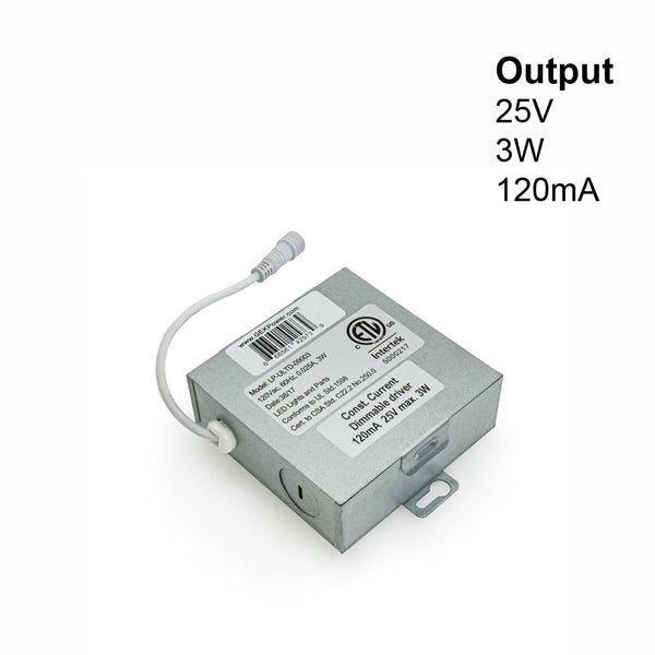 LP-ULTD-09003 Constant Current LED Junction Box Driver, 120mA 25V 3W - ledlightsandparts