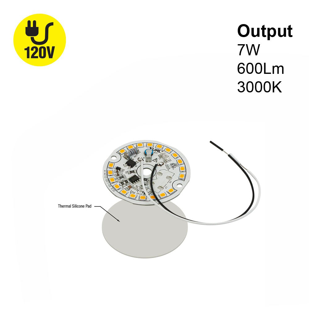 2 inch Round Disc LED Module, 120V 7W 3000K(Warm White)