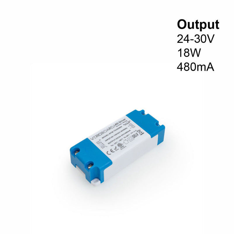 OTM-TD252800-480-18 Constant Current LED Driver, 480mA 24-30V 18W Dimmable - ledlightsandparts