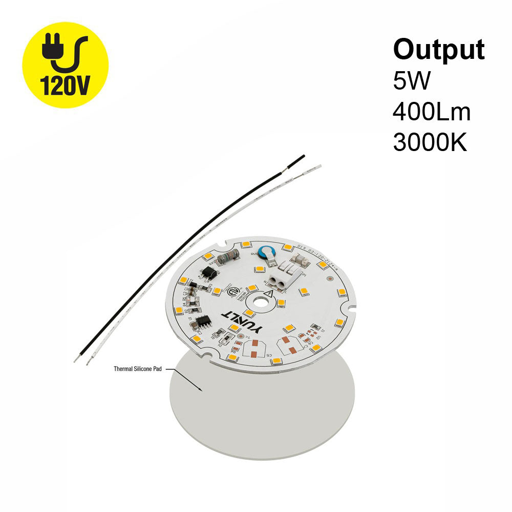 3 inch Round Disc LED Module, 120V 5W 3000K(Warm White)