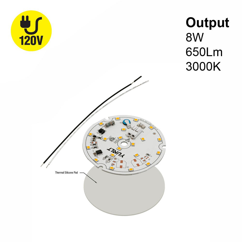 3 inch Round Disc LED Module, 120V 8W 3000K(Warm White)