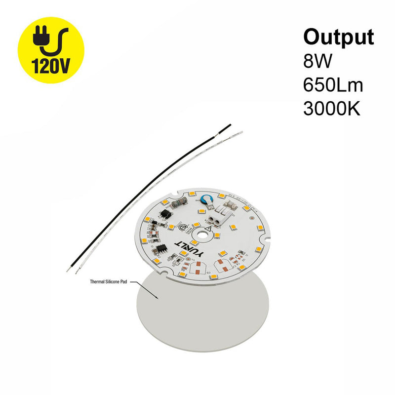 3 inch Round Disc LED Module, 120V 8W 3000K(Warm White)
