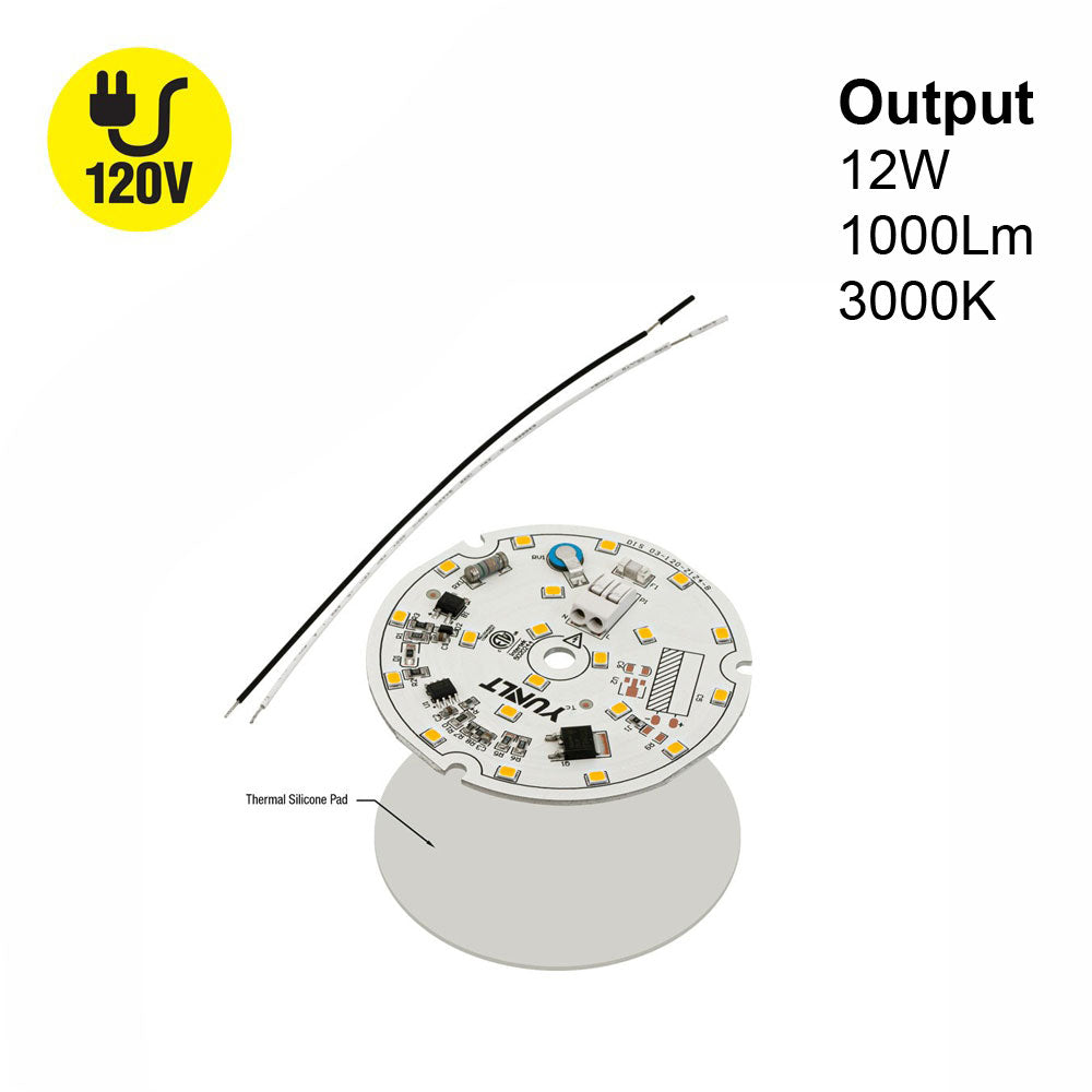 3 inch Round Disc LED Module, 120V 12W 3000K(Warm White)
