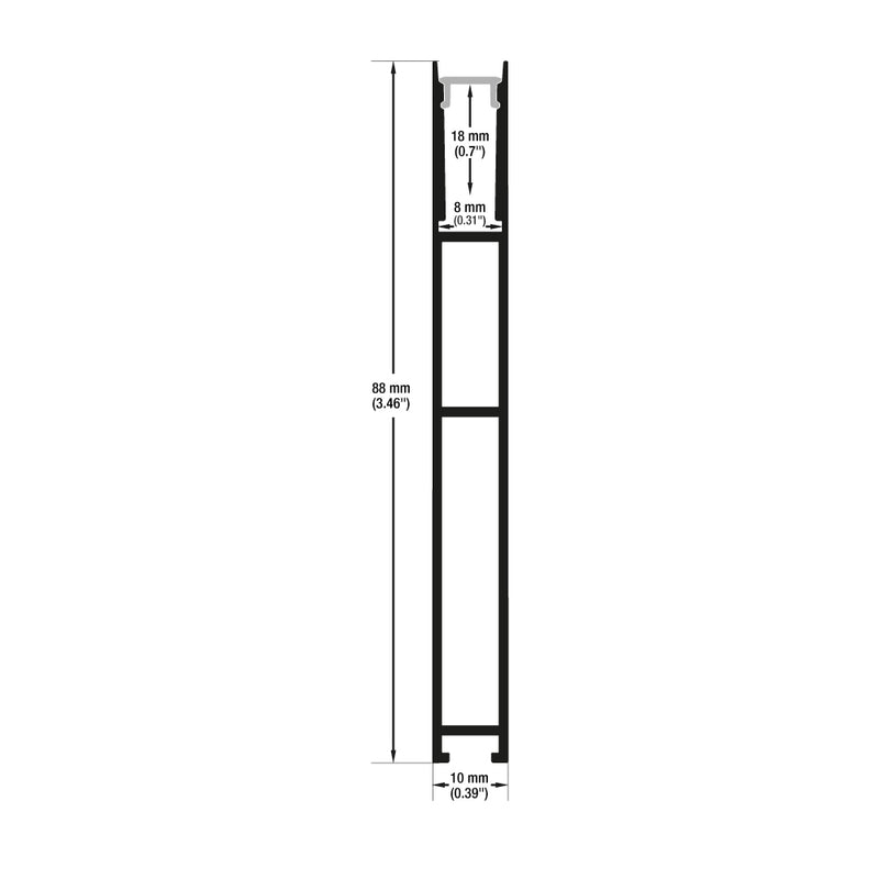 Type 43, Narrow Black hanging Aluminum LED Channel, 3Meters (118inches)
