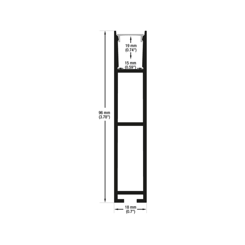 Type 44, Narrow Black hanging Aluminum LED Channel, 3Meters (118inches)