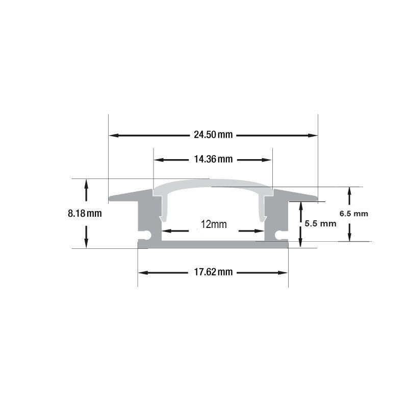 Type 11, Recessed Linear Architectural LED Aluminum channel VBD-CH-RS5, 3Meters (118inches)