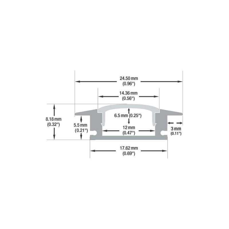 Type 11, Recessed Linear Architectural LED Aluminum channel, 3Meters (118inches)