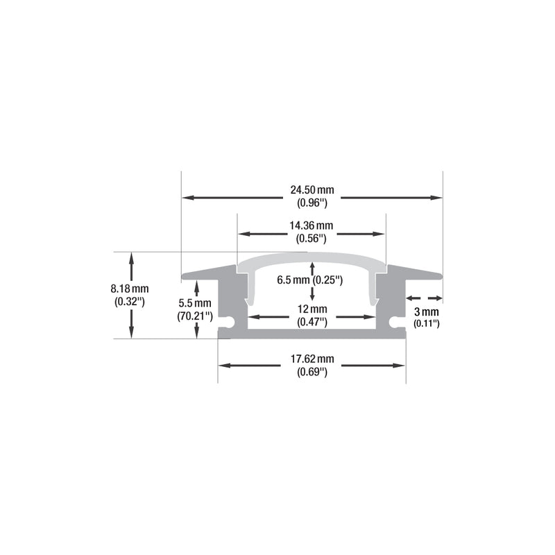 Type 11, Recessed Linear Architectural LED Aluminum channel, 3Meters (118inches)