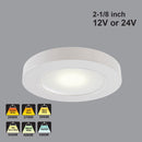2R25-xx-White Round LED Cabinet Puck Light, 12V or 24V CCT(2.4K, 2.7K, 3K, 3.5K, 4K, 5K)