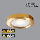 2R25-xx-Gold Round LED Cabinet Puck Light, 12V or 24V CCT(2.4K, 2.7K, 3K, 3.5K, 4K, 5K)