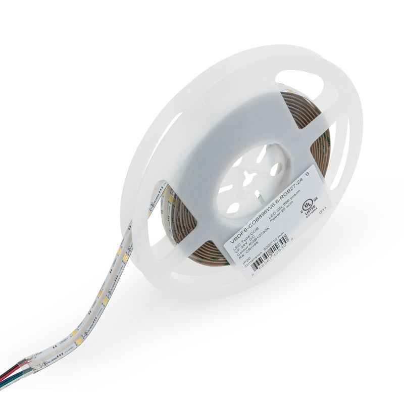 5M(16.4ft) Indoor LED Strip COB, 24V 6.6(w/ft) 896(LEDs/m) RGBW, lightandparts