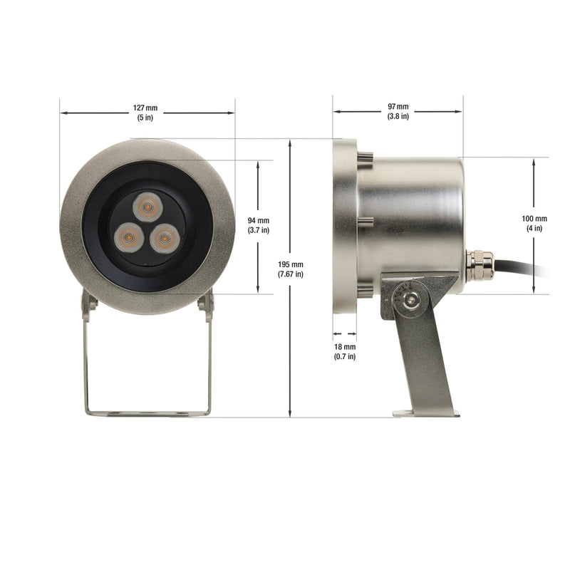 Underwater LED Spot Light 24V 18.5W 3000K(Warm White), SUB-B-17-24V-3K