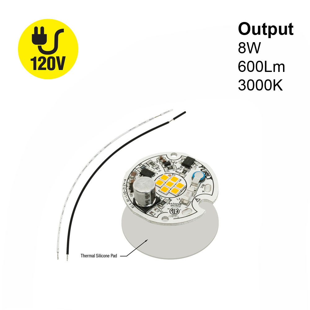 1.5 inch Round Disc LED Module DIS 01-008W-930-120-S1-Z4A, 120V 8W 300