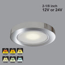 2R25-xx-Polished Chrome Round LED Cabinet Puck Light, 12V or 24V CCT(2.4K, 2.7K, 3K, 3.5K, 4K, 5K)