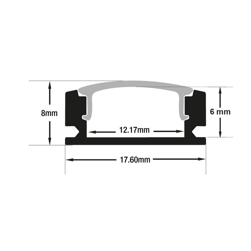 Type 141 Black, Linear Architectural Light Fixture Profile, 3Meters (118inches), lightsandparts