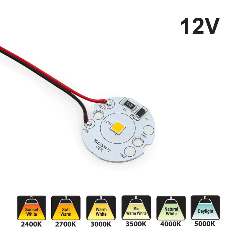 Single SMD Module 5W 12V With 6 inch Wire CCT(2.4K, 2.7K, 3K, 3.5K, 4K, 5K)