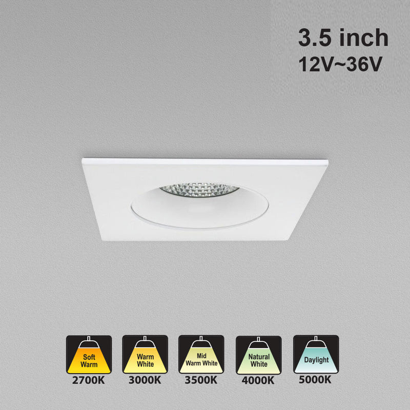 3.5 inch Regressed Square Gimbal AD-35S12W-1224V-5CCTWH-REY-SQ, 12~36V 12W 5CCT(2.7K, 3K, 3.5K, 4K, 5K)